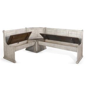 Homestead Hills Long Bench & Corner Back, Wood Seat