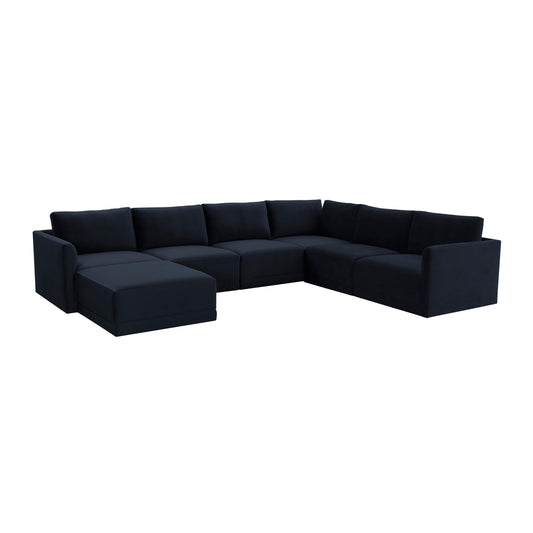 Willow Navy Modular 7 Piece Large Chaise Sectional