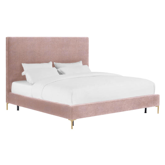 Delilah Blush Textured Velvet Bed in King