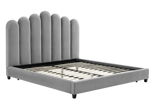 Celine Grey Velvet Bed in King by Inspire Me! Home Decor