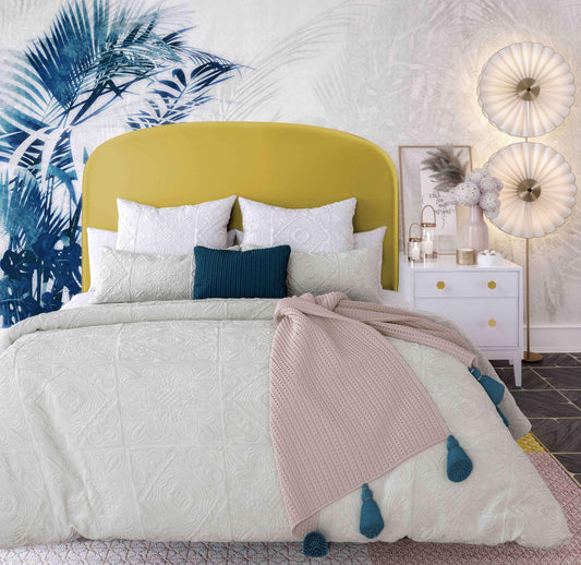 Vivi Burnt Gold Velvet Bed in Queen