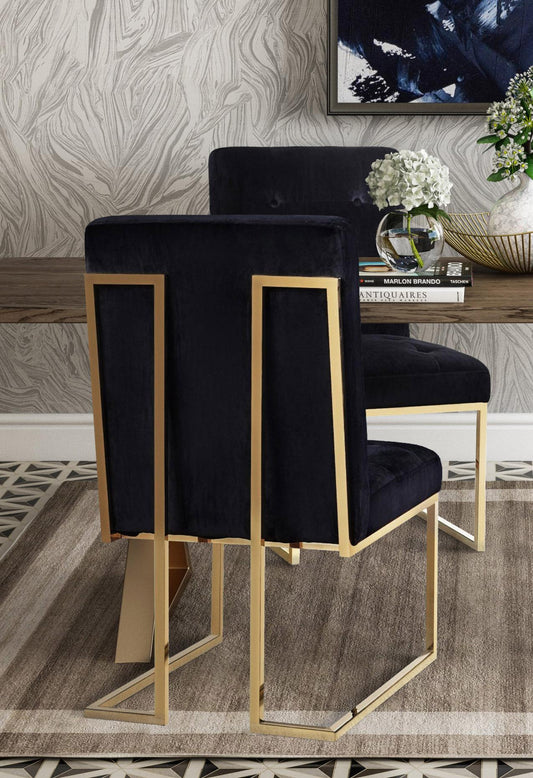 Akiko Black Velvet Chair (Set of 2)