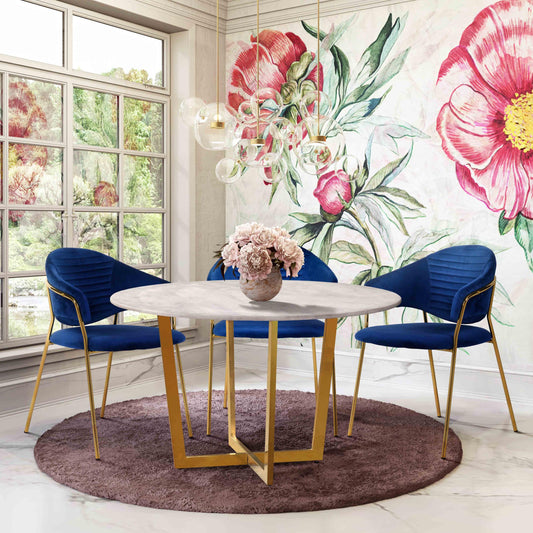 Cay Navy Velvet Chair (Set of 2)