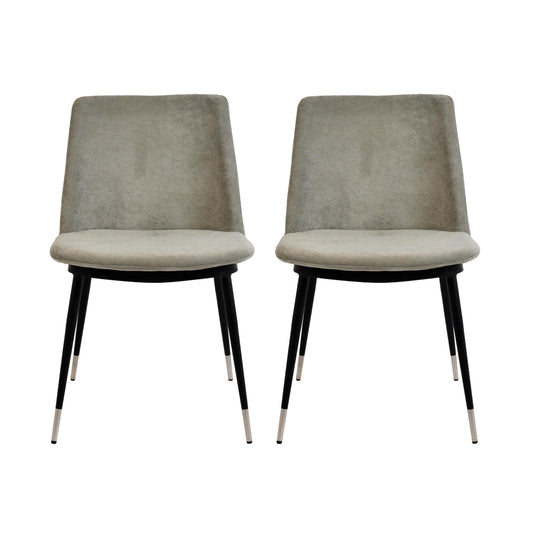 Evora Grey Velvet Chair - Silver Legs (Set of 2)