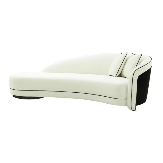 Carla Cream and Black Velvet Sofa