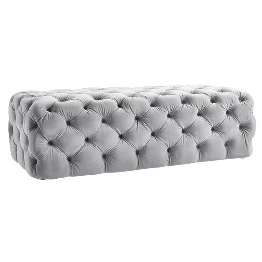 Kaylee Jumbo Grey Velvet Ottoman