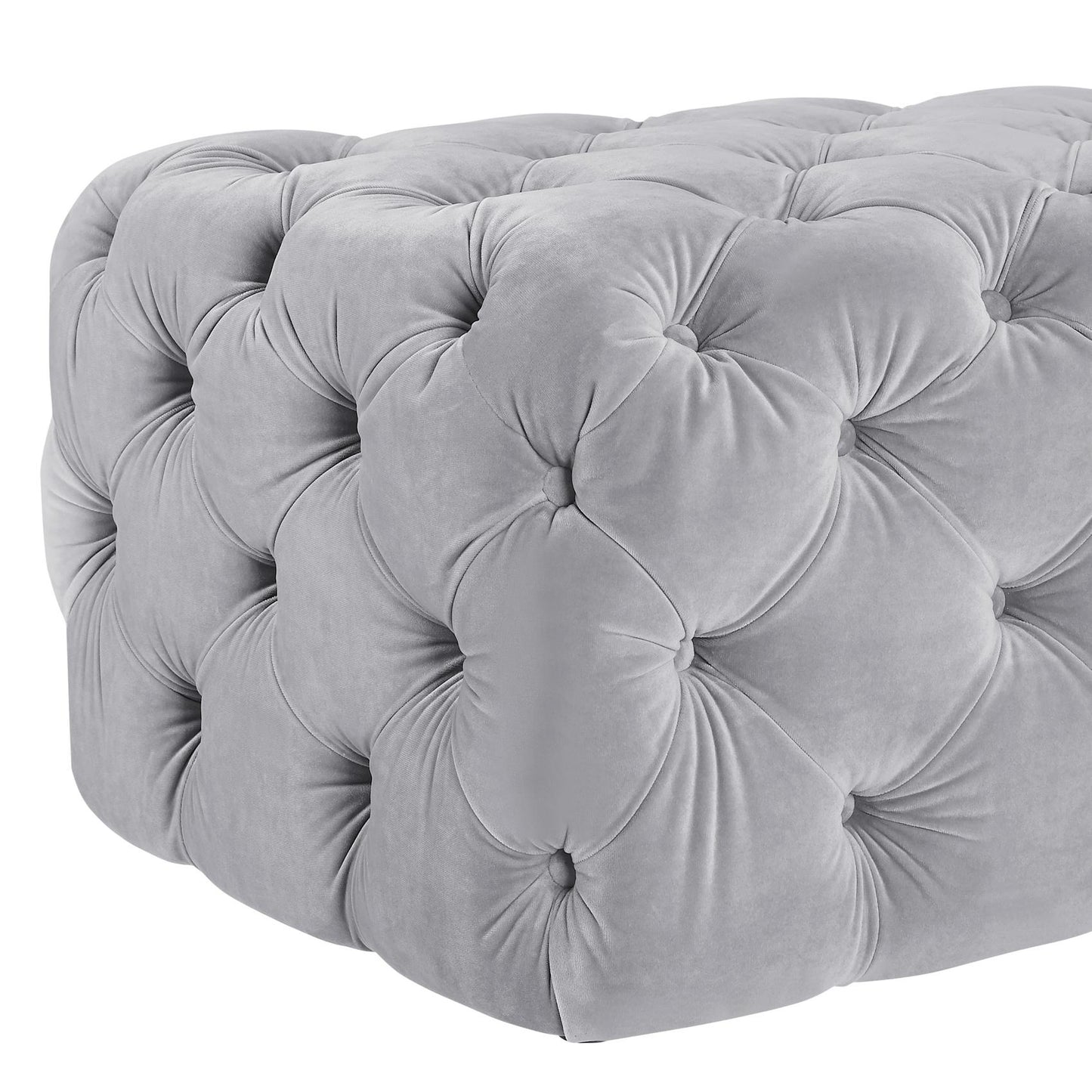 Kaylee Jumbo Grey Velvet Ottoman