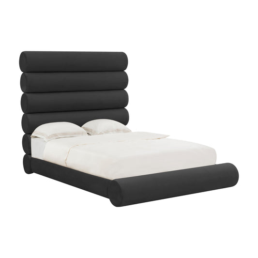 Durwin Black Velvet Bed in King