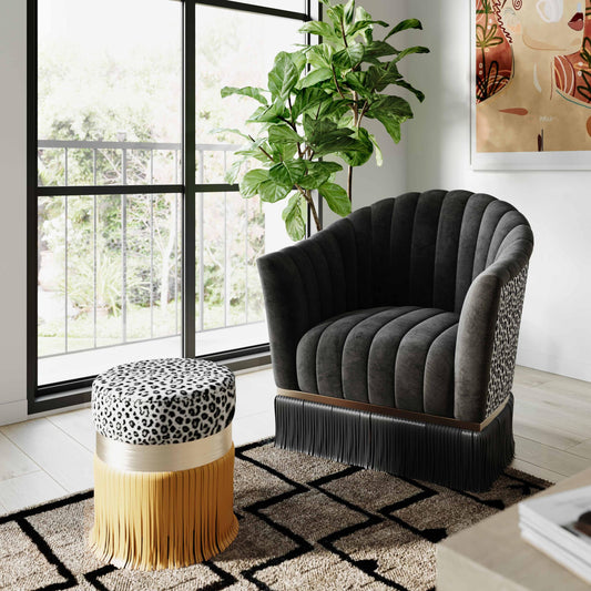Enid Black Velvet Swivel Chair