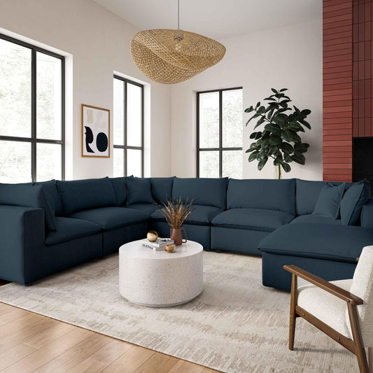 Cali Navy Modular 7 Piece Large Chaise Sectional