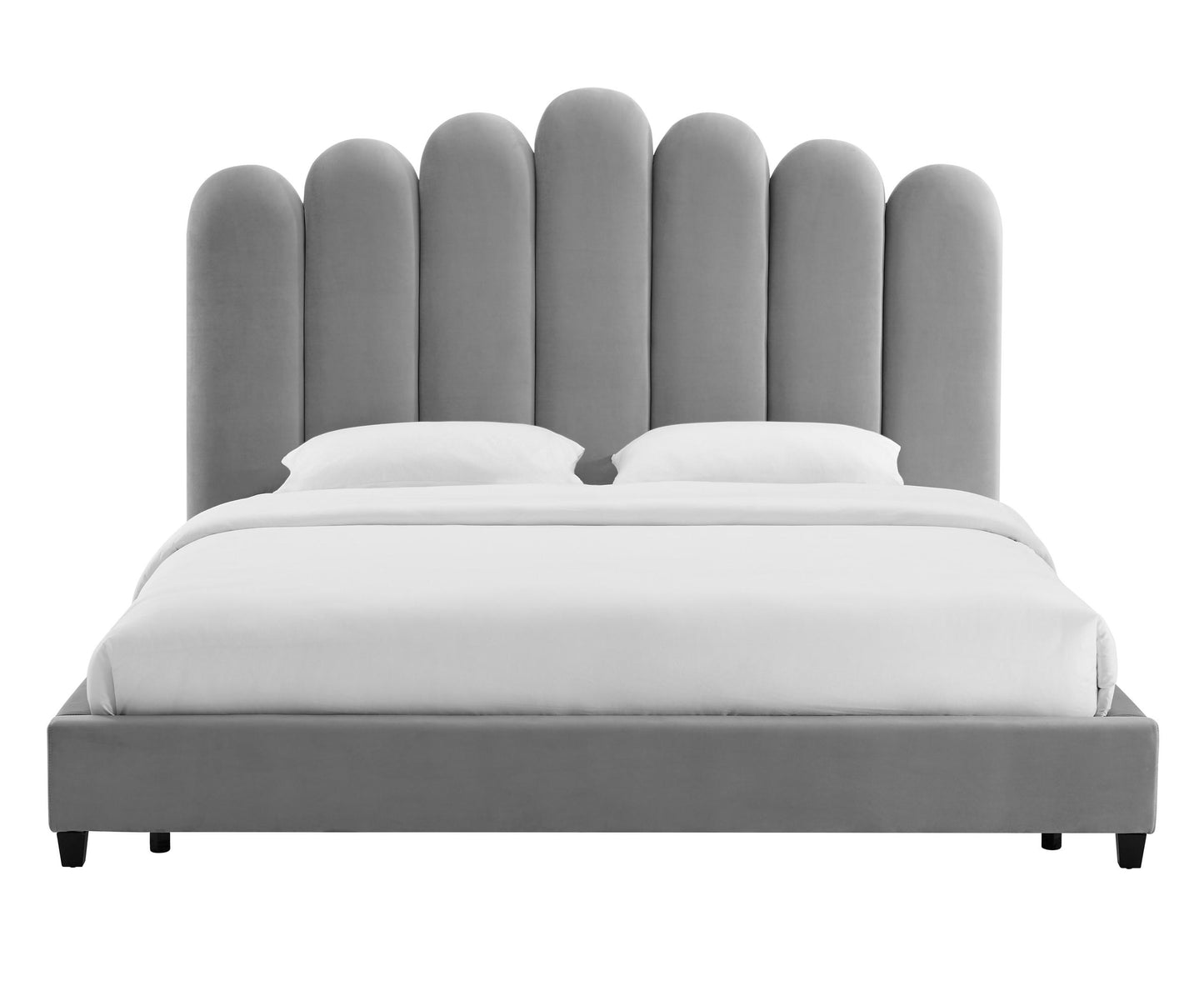 Celine Grey Velvet Bed in King by Inspire Me! Home Decor