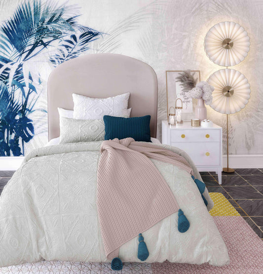 Vivi Blush Velvet Bed in Twin