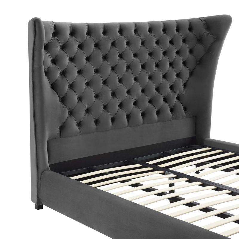 Sassy Grey Velvet Queen Bed