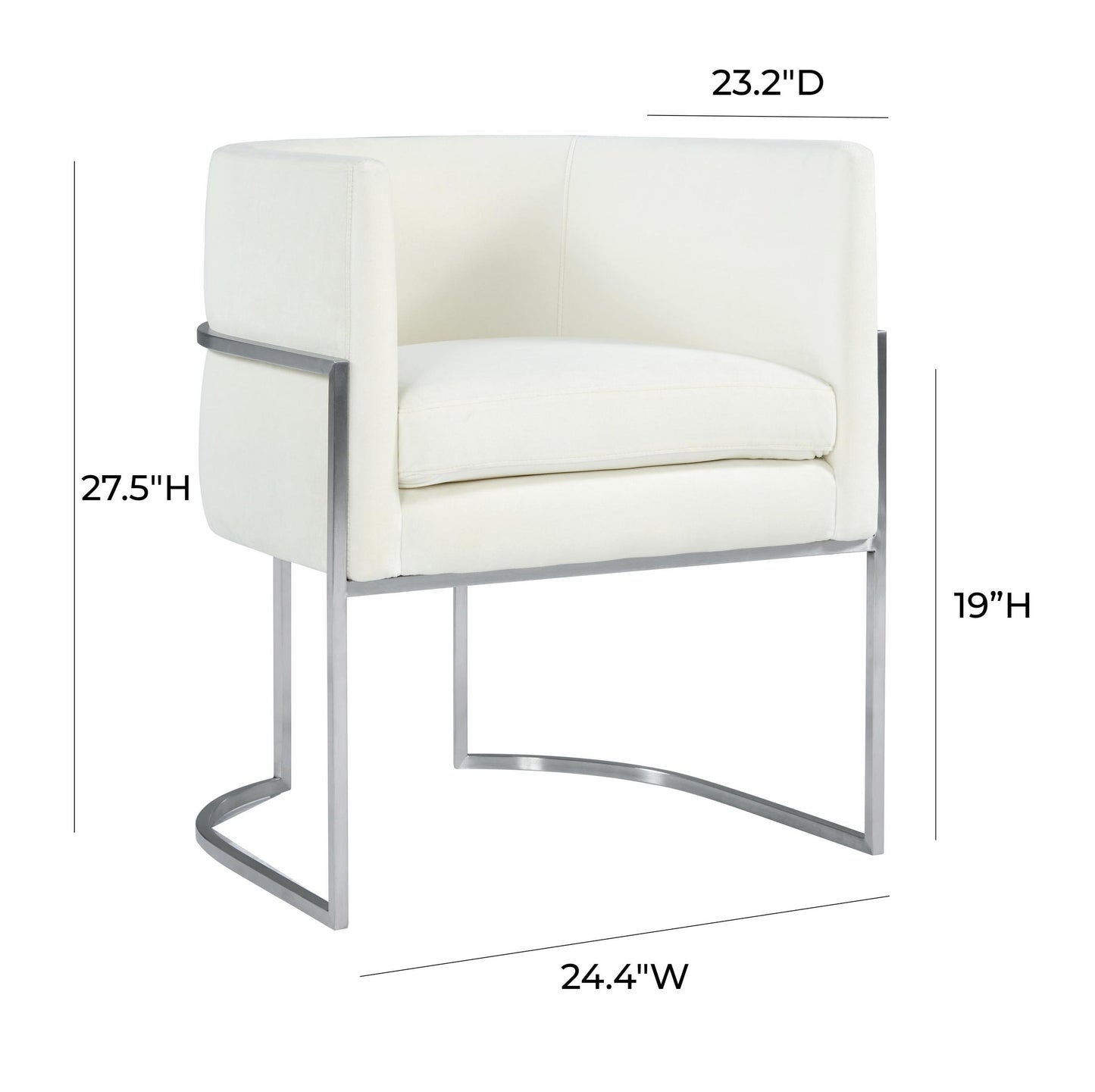 Giselle Cream Velvet Dining Chair - Silver Frame by Inspire Me! Home Decor