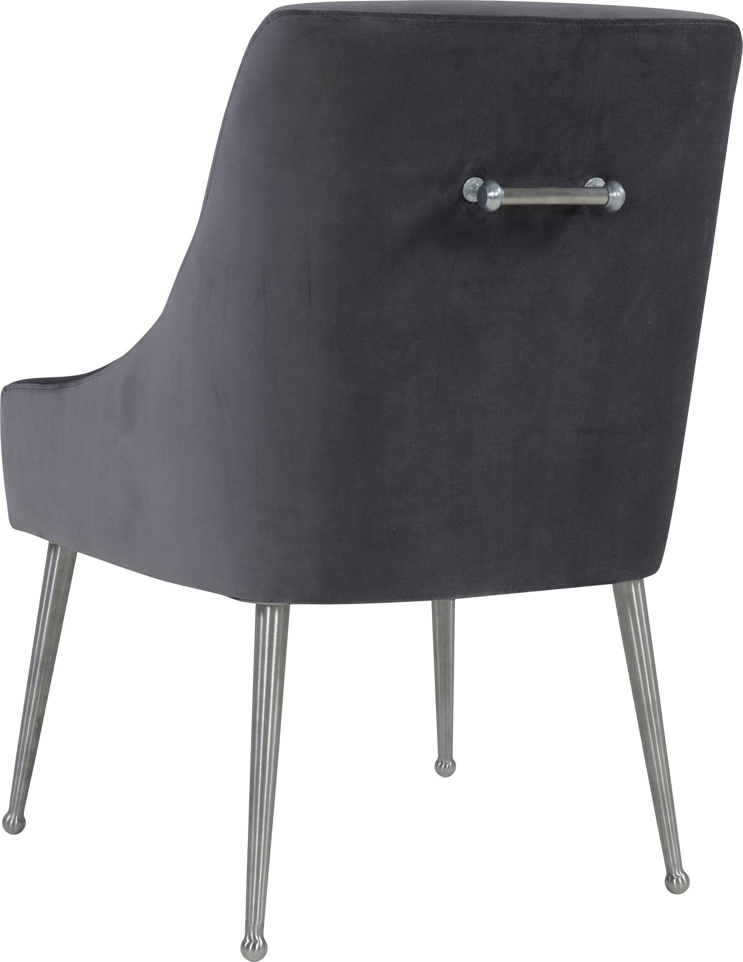 Beatrix Dark Grey Velvet Side Chair - Silver Legs