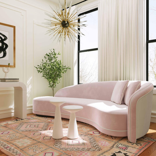 Carla Blush and Cream Velvet Sofa