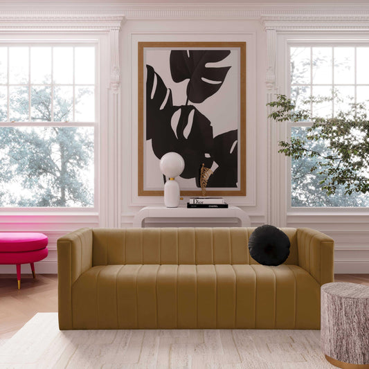 Norah Cognac Velvet Sofa