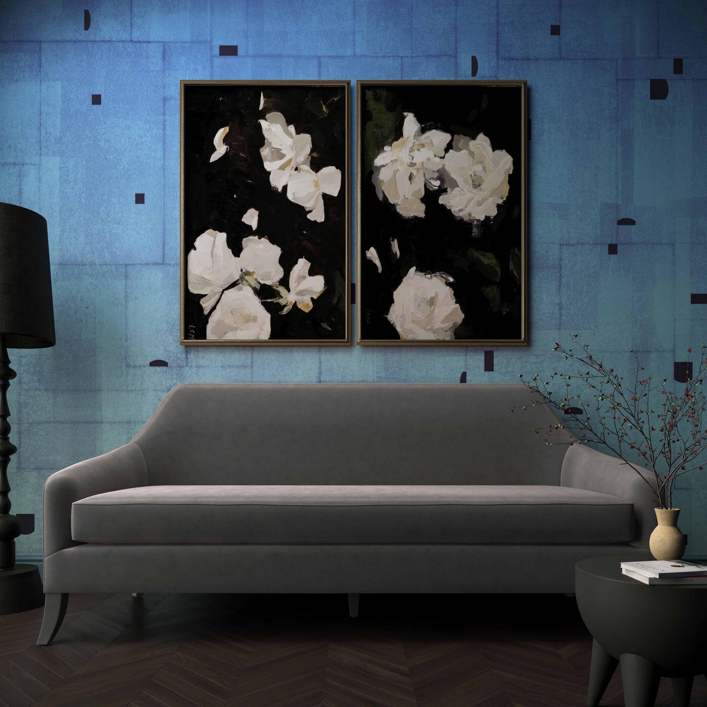 Neveah Grey Velvet Sofa