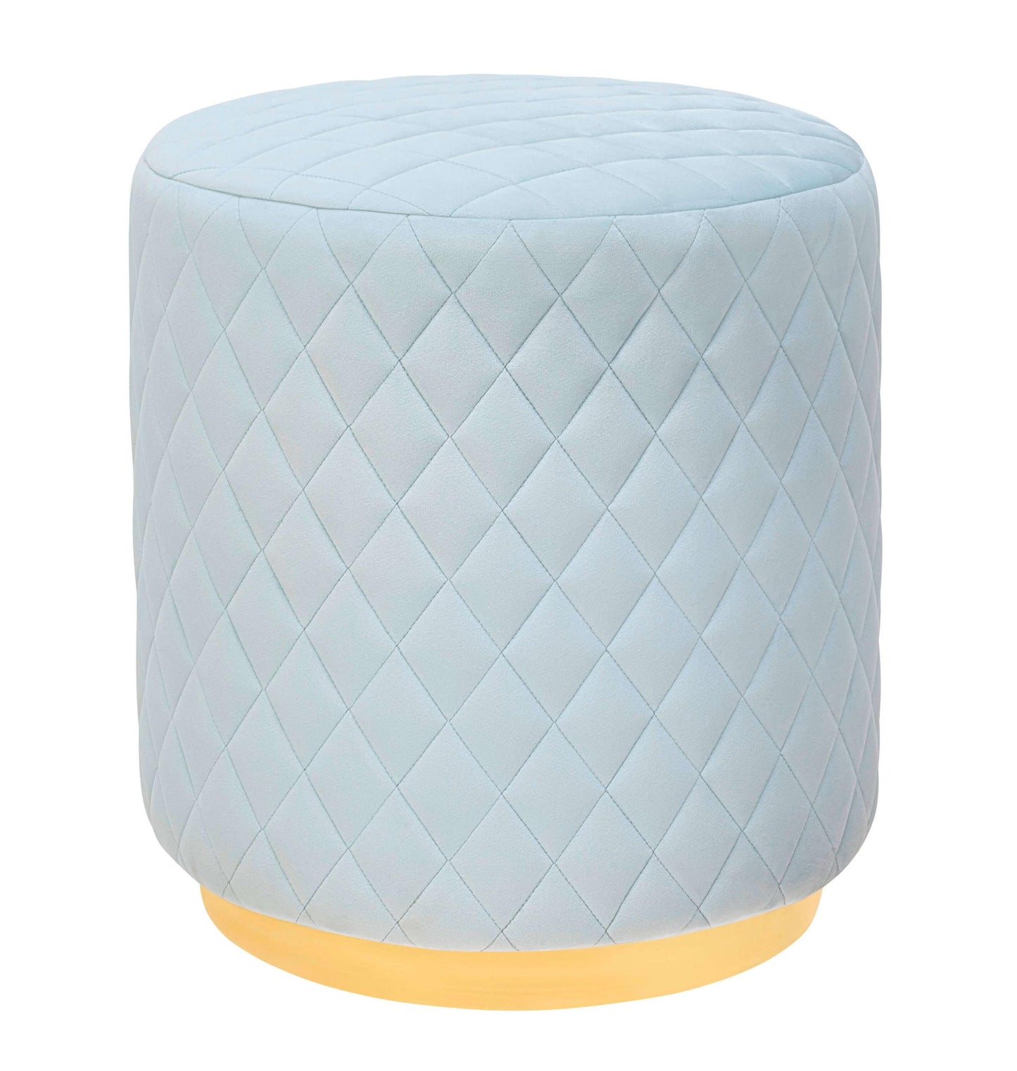 Abir Light Blue Velvet Ottoman