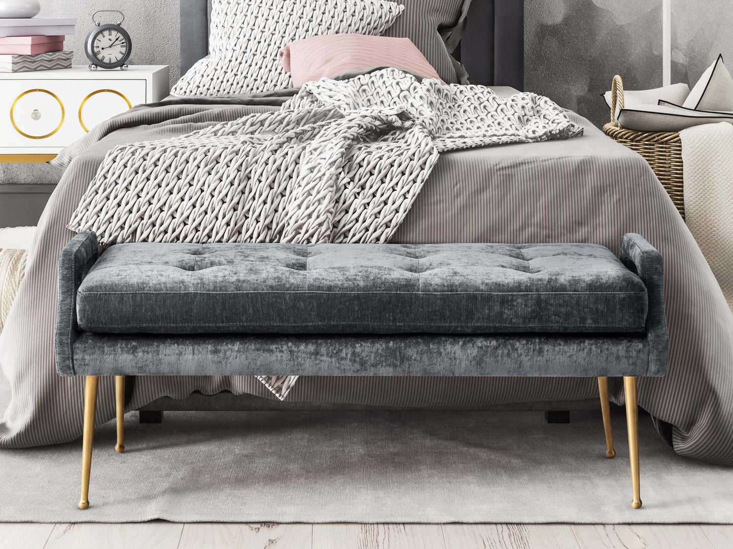 Eileen Grey Slub Velvet Bench