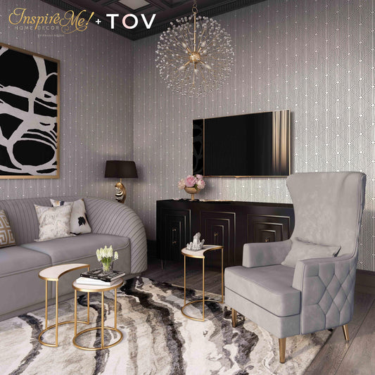 Alina Grey Tall Tufted Back Chair by Inspire Me! Home Decor