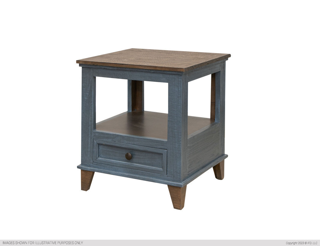 1 Drawer, End Table Blue
