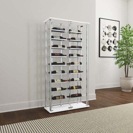 Montara Tempered Glass Wine Storage Display Curio Cabinet with LED Lighting Chrome