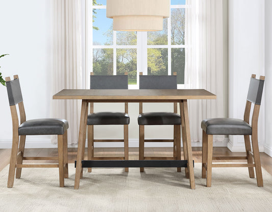 Aubrey 5-Piece 59.5″ Counter Dining Set, Driftwood Finish