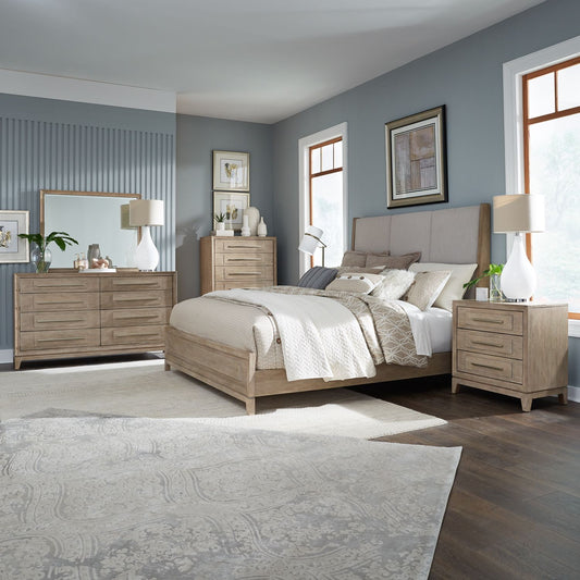 Brentwood - King California Uph Bed, Dresser & Mirror, Chest, Night Stand