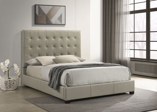 Medley Genuine Leather Queen Panel Platform Bed Tan