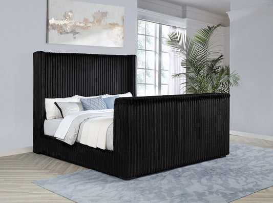 Centergrove Upholstered California King Wingback TV Bed Black