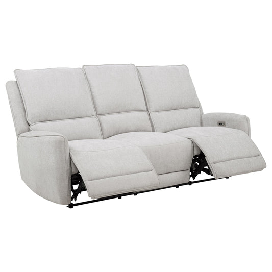 Sylmar Chenille Upholstered Power Reclining Sofa Dove Grey