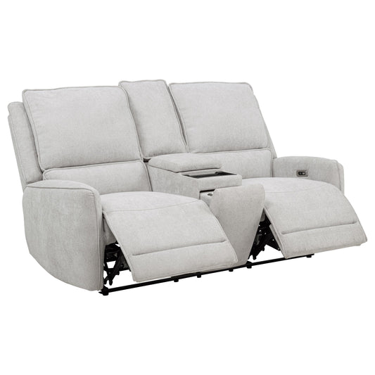 Sylmar Chenille Upholstered Power Reclining Loveseat Dove Grey