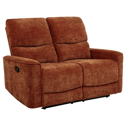 Navarro Chenille Upholstered Reclining Loveseat Burnt Orange