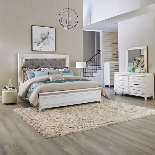 Reflections - King Uph Bed, Dresser & Mirror, Chest