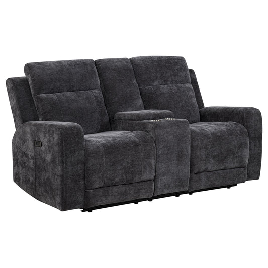 Kennett Chenille Upholstered Power Reclining Loveseat Grey