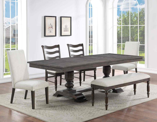 Hutchins 6-Piece Dining Set, Upholstered Chairs (Table, 4 Side Chairs & Bench)