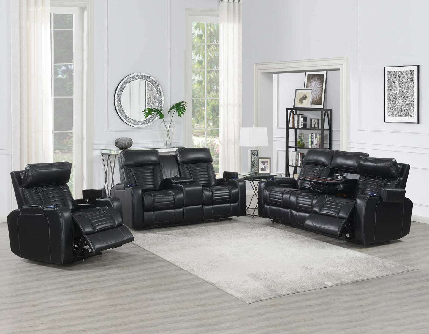 Lavon 3-Piece Dual-Power Leatherette Reclining Set