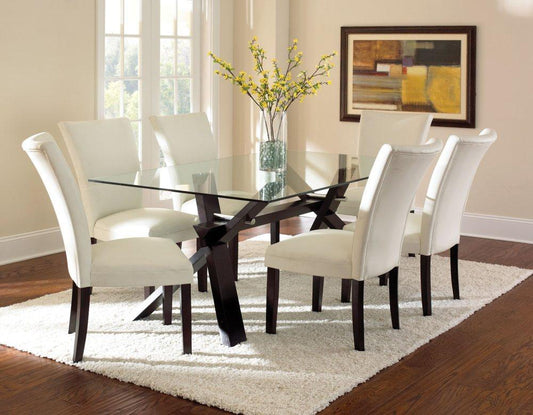 Berkley 7 Piece Set (Glass Top Table & 6 Side Chairs)