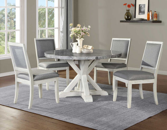 Canova 5-Piece Gray Marble Dining Set