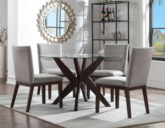 Amalie 5-Piece Camel Dining Set (Table & 4 Chairs)