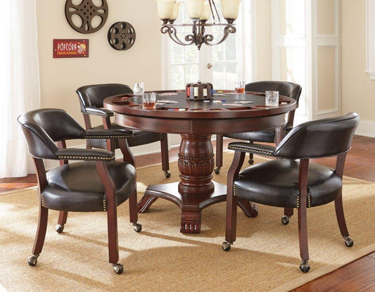 Game Table and Chairs, Tournament, 6-Piece, Black