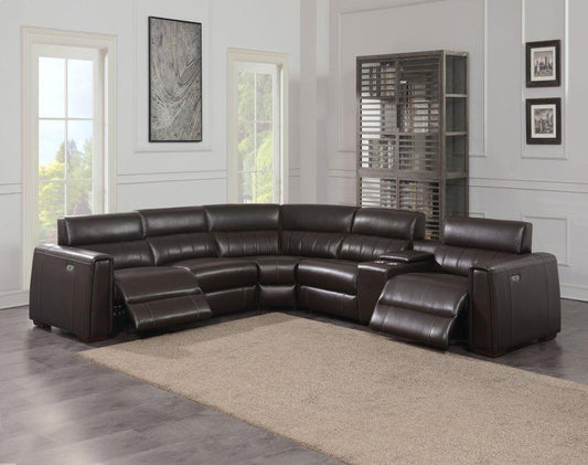 Nara 6-Piece Leather Dual-Power Reclining Sectional