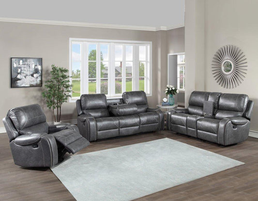 Keily Grey 3 Piece Manual Motion Set (Sofa, Loveseat & Chair)