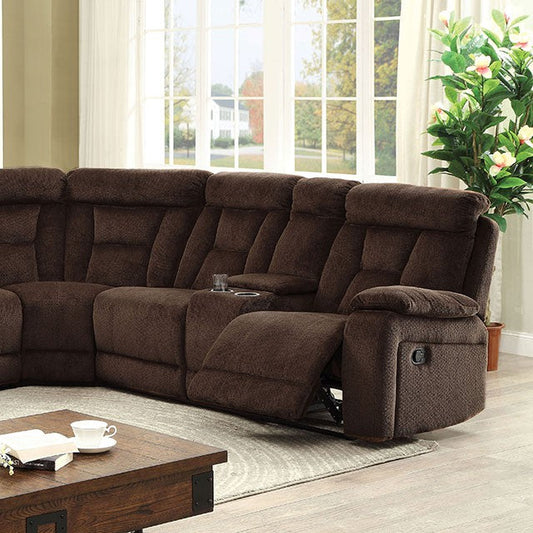 Maybell-Sectional w/ 2 Consoles, Brown