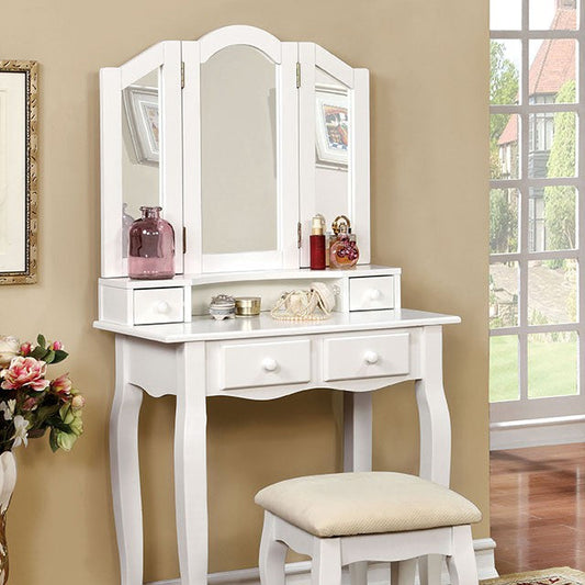 Janelle-VANITY W/ STOOL, WHITE
