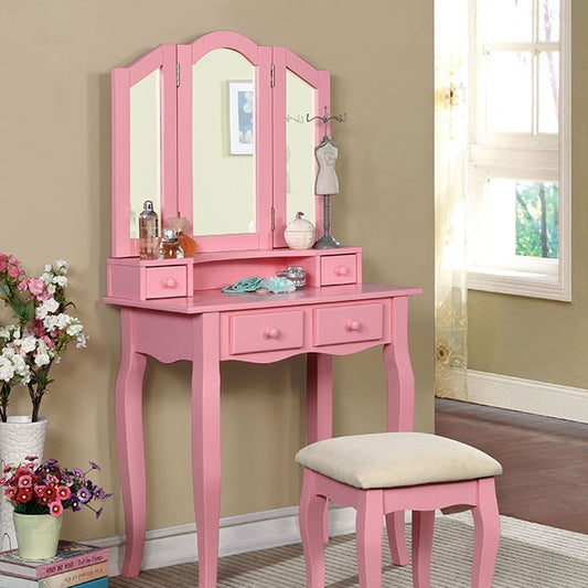 Janelle-VANITY W/ STOOL, Pink