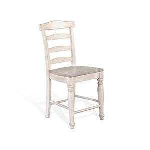 24"H Ladderback Barstool, Wood Seat