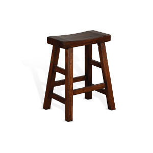 24"H Santa Fe Saddle Seat Stool, Wood Seat