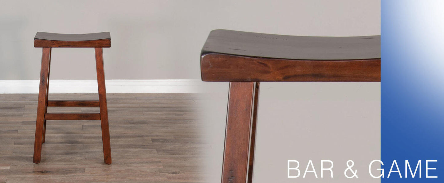 30"H Santa Fe Saddle Seat Stool, Wood Seat